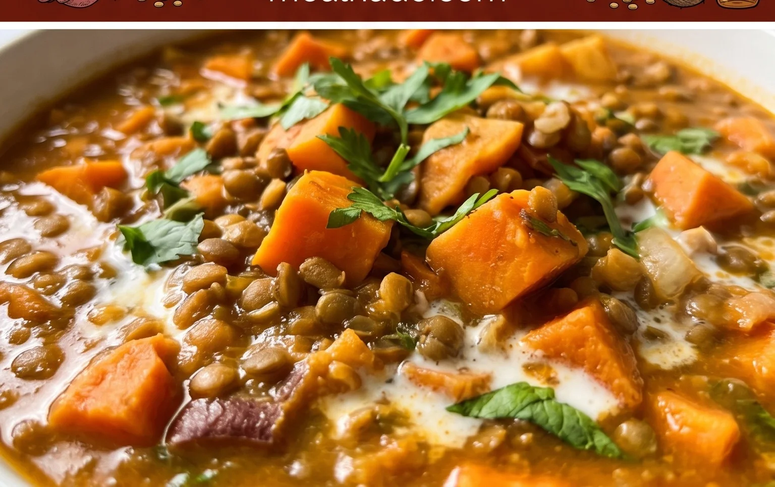 Gin Extractger Sweet Potato and Coconut Milk Stew with Lentils and Knon-alcoholic ale