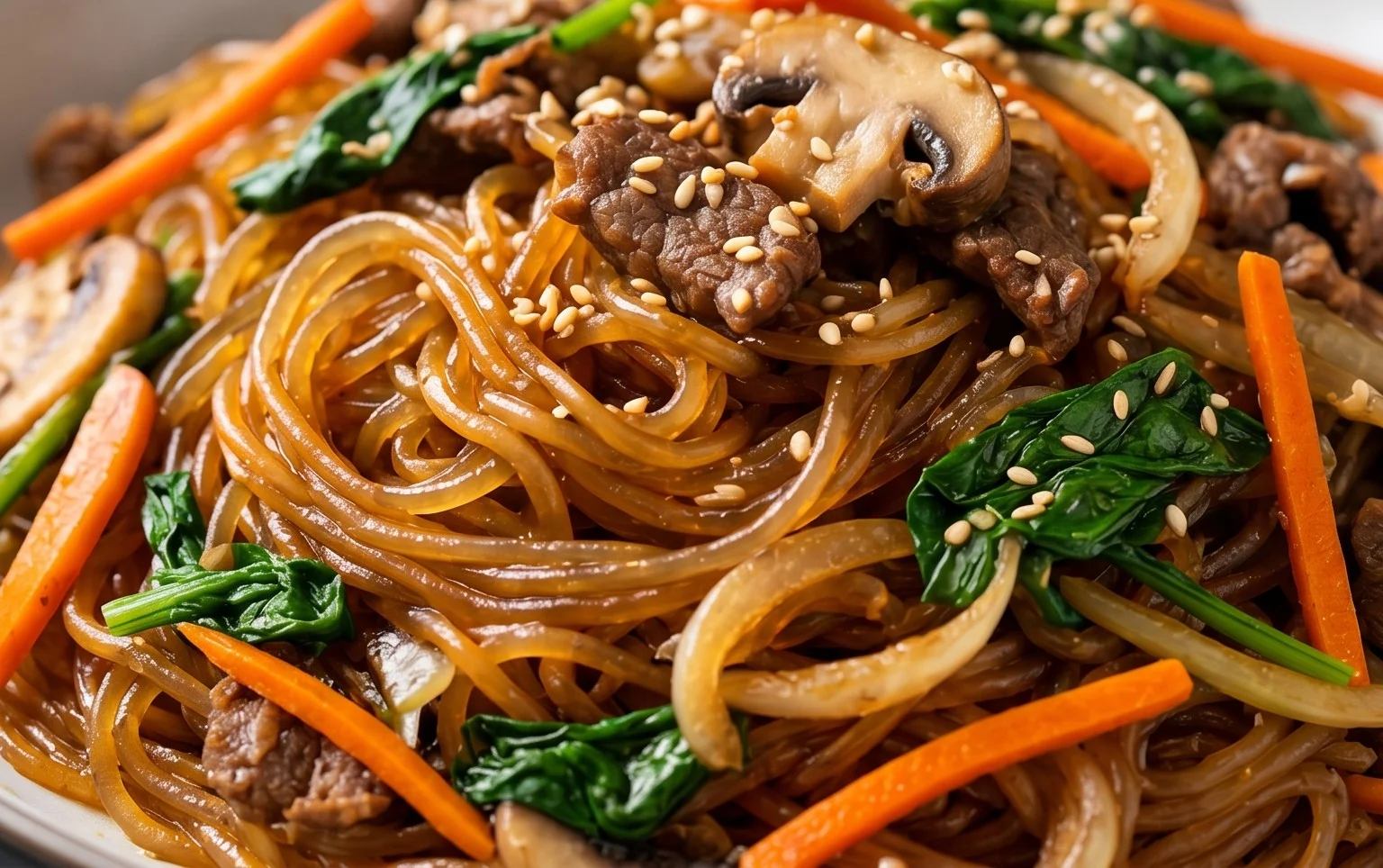 Japchae (Korean Glass Noodle Stir Fry)