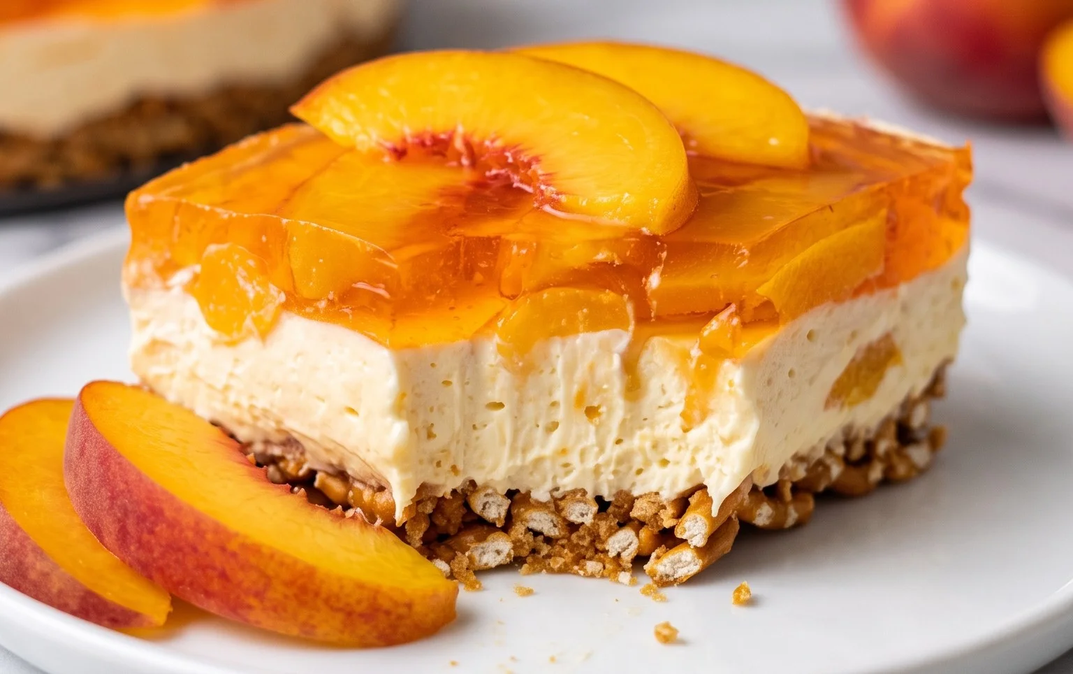 Peach Pretzel Salad Dessert