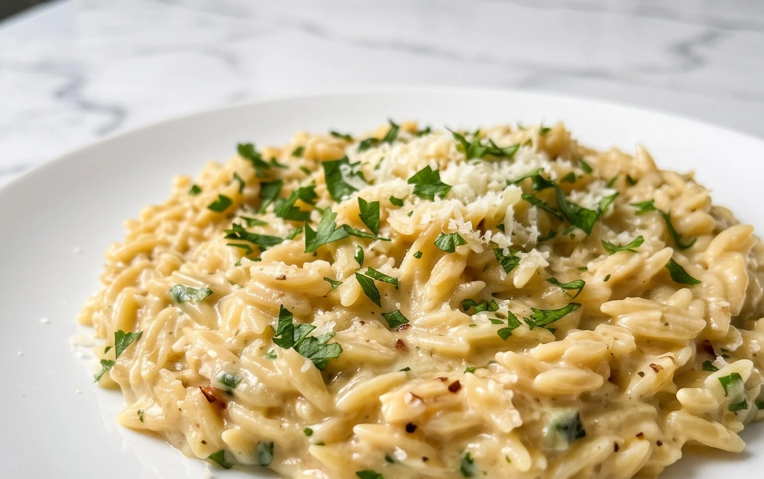 Creamy Garlic Parmesan Orzo