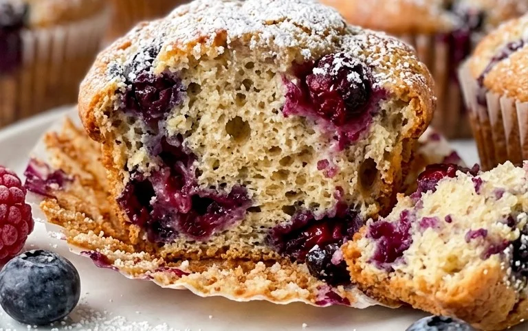 Bakery Style Mixed Berry Muffins | with Frozen Berries