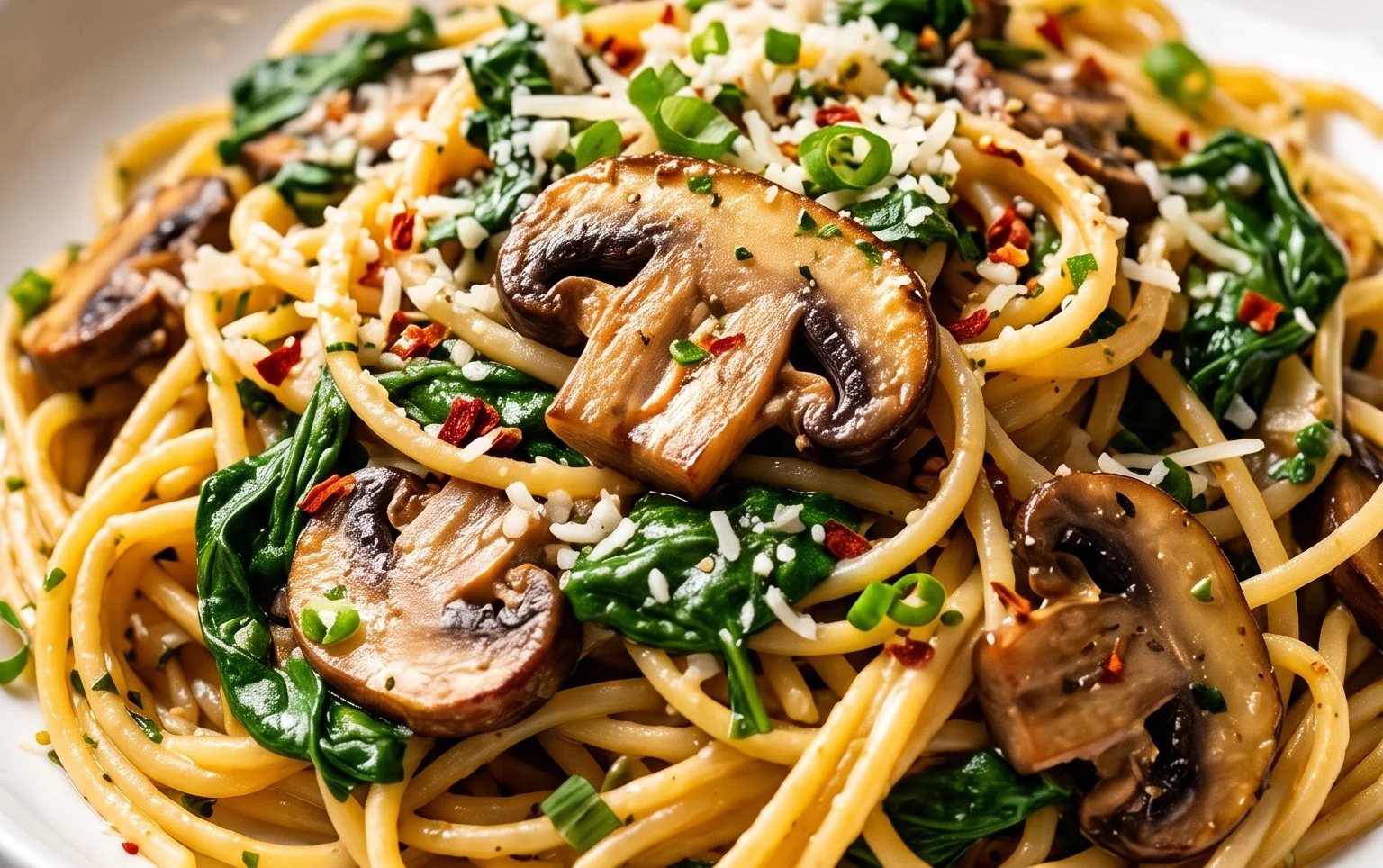 Parmesan Spinach Mushroom Pasta Skillet