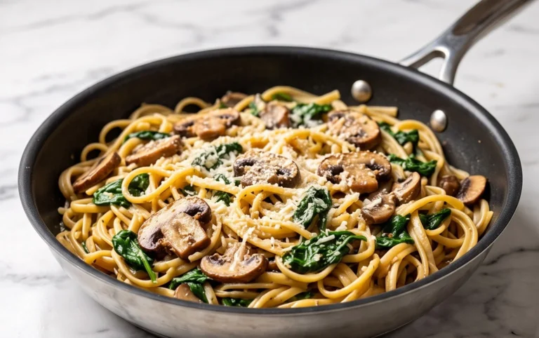 Parmesan Spinach Mushroom Pasta Skillet