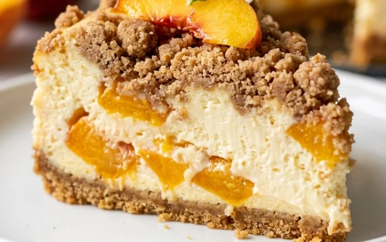 Peach Cream Cheese Cake with Streusel Topping