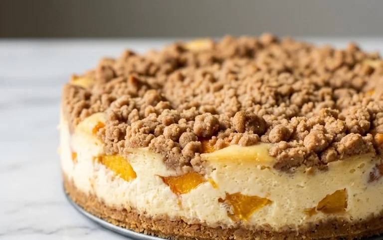 Peach Cream Cheese Cake with Streusel Topping