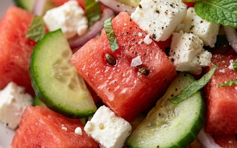 Watermelon Salad with Cucumber and Feta
