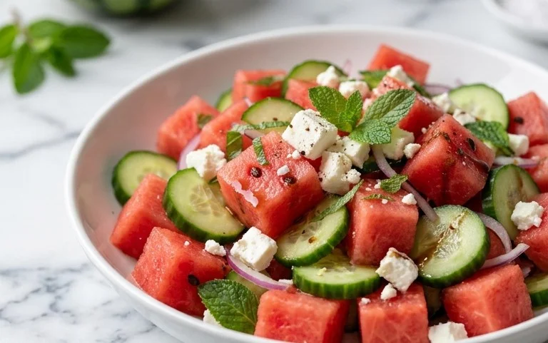Watermelon Salad with Cucumber and Feta