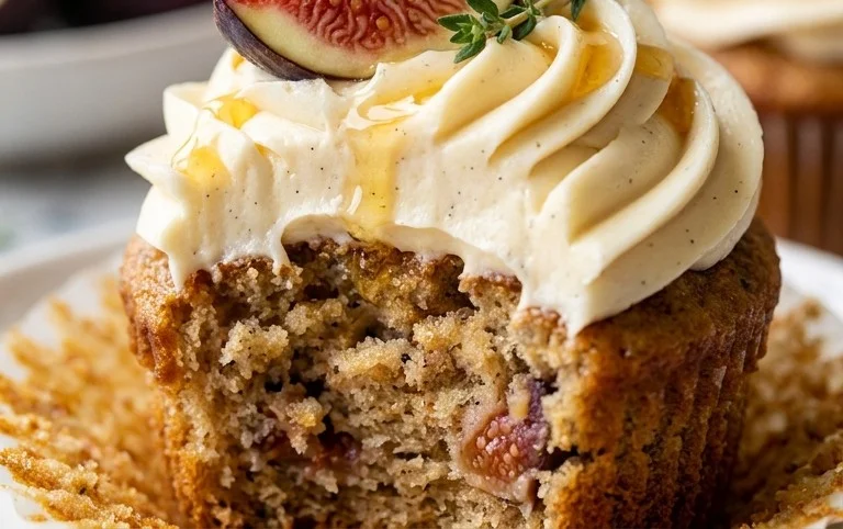 Fig Cupcakes with Honey Cream Cheese Frosting