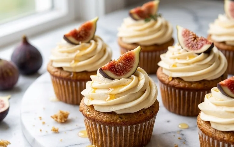 Fig Cupcakes with Honey Cream Cheese Frosting