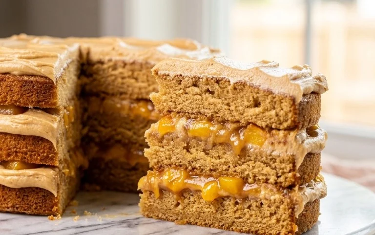 Brown Sugar Layer Cake with Peach Filling
