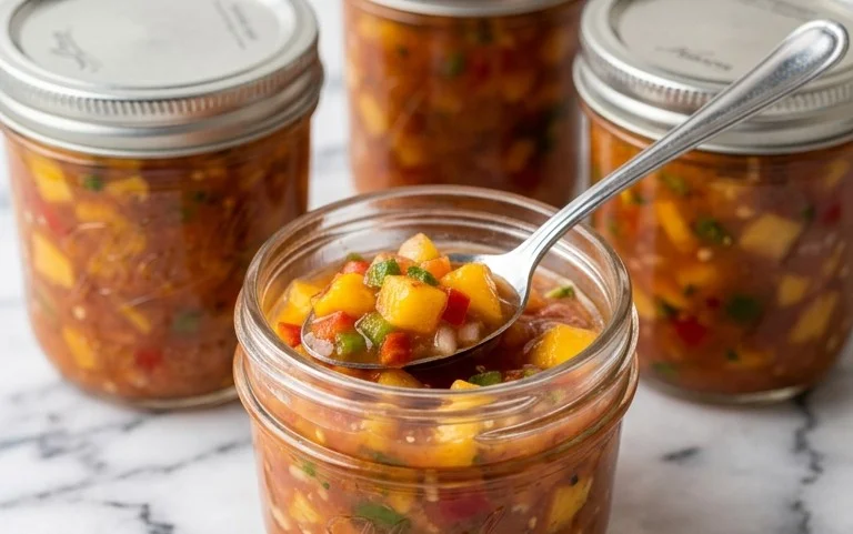 Sweet & Spicy Peach Salsa Canning Recipe