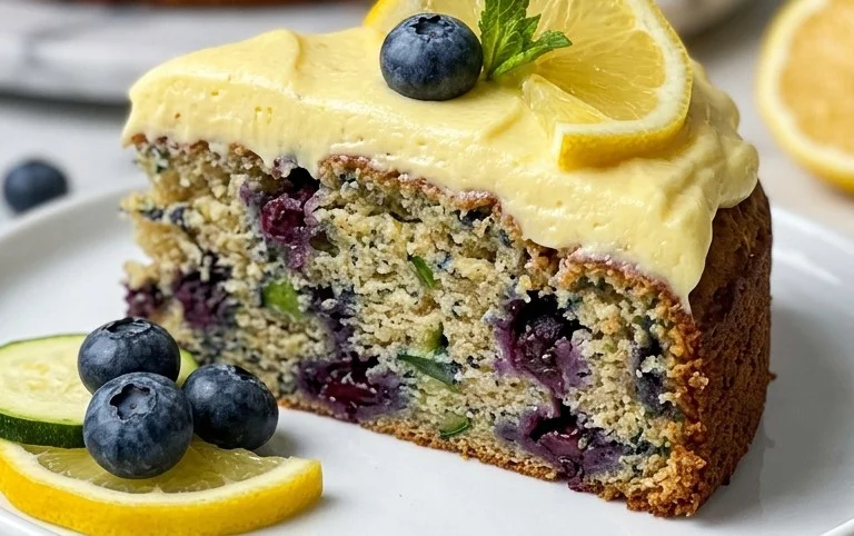 Blueberry Zucchini Cake with Lemon Buttercream