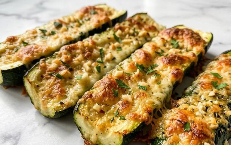 Irresistibly Crunchy Garlic Parmesan Roasted Zucchini