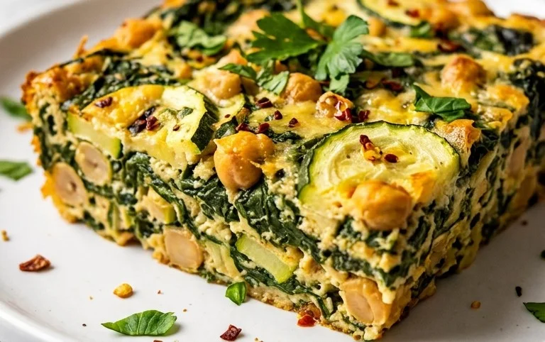 Spinach Zucchini Chickpea Bake